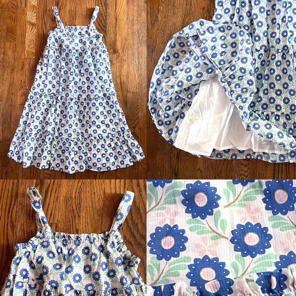 Mini Boden Blue Daisy Tiered Sun Dress Girls Size 11/12